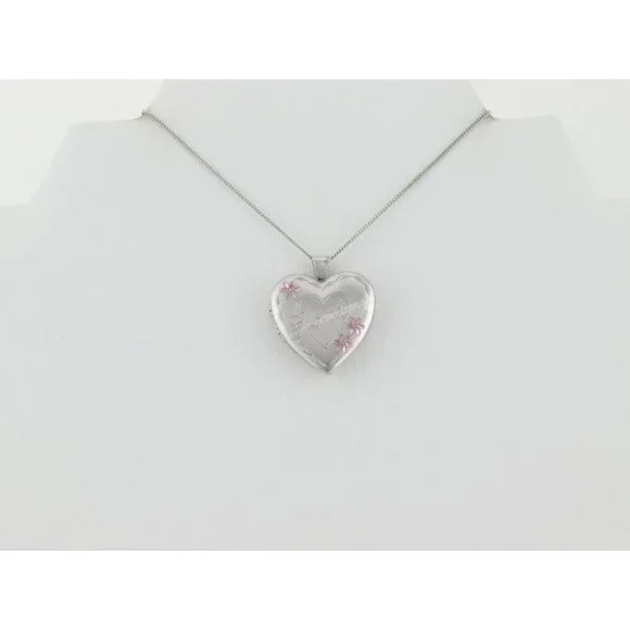 Sterling Silver Grandma Heart Locket Necklace 18" Chain - Picture 6 of 10